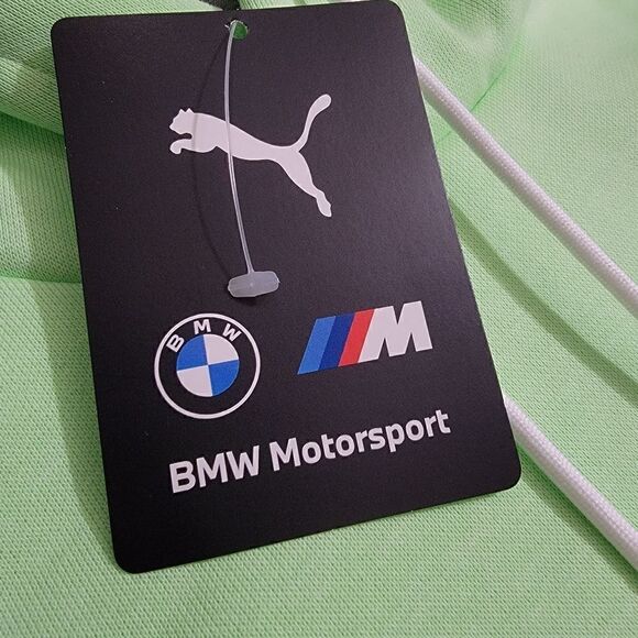 Puma BMW MMS Essentials Fleece Hoodie Sweatshirt Men's Size Small S White Green - Picture 5 of 8